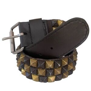 Vintage Great China Wall Pyramid Studded Belt Brown